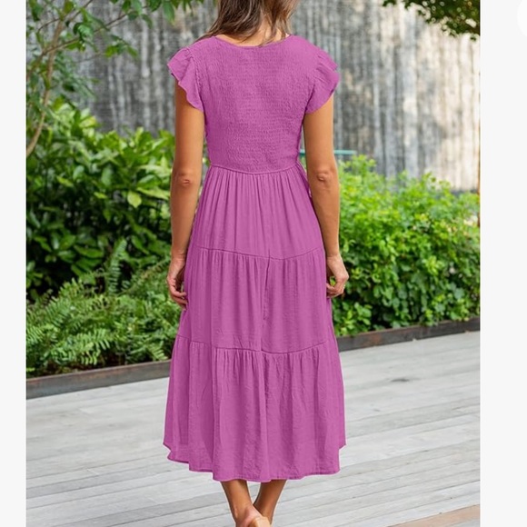 Flutter Sleeve Midi Dress Pink - Picture 2 of 7